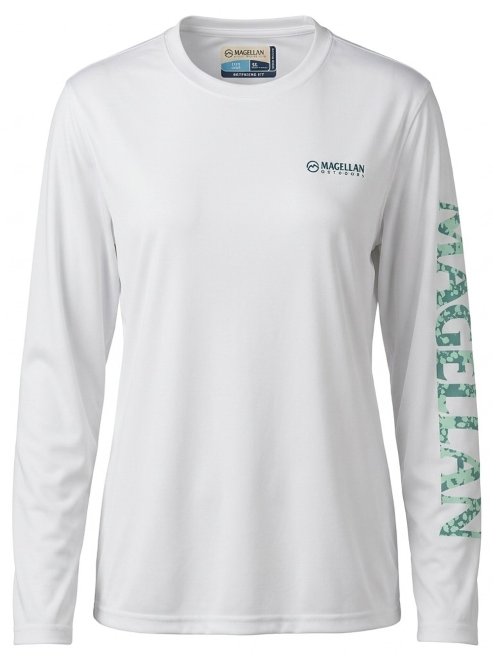 Magellan Outdoors Women’s Fish Gear Long Sleeve Shirt White Graphic Sleeve XL